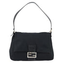 FENDI Mamma Baguette Shoulder Bag Nylon Black Silver Auth ki6120-13