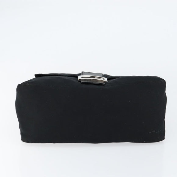 FENDI Mamma Baguette Shoulder Bag Nylon Black Silver Auth ki6120