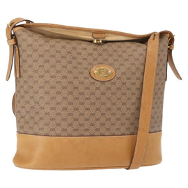 GUCCI Micro GG Supreme Shoulder Bag PVC Beige Gold Auth ki6122