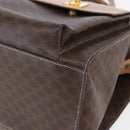 CELINE Macadam Canvas Tote Bag PVC Leather Brown Gold Auth ki6123-8