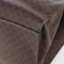CELINE Macadam Canvas Tote Bag PVC Leather Brown Gold Auth ki6123-16