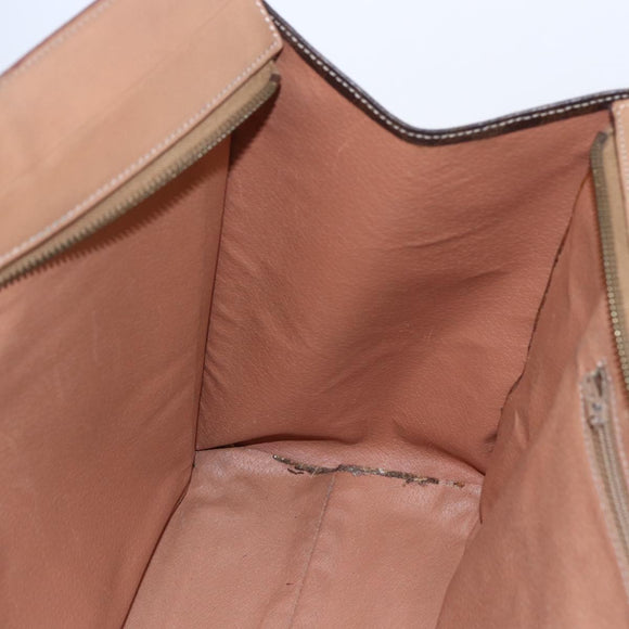 CELINE Macadam Canvas Tote Bag PVC Leather Brown Gold Auth ki6123