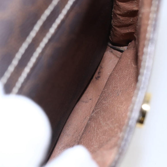 CELINE Macadam Canvas Tote Bag PVC Leather Brown Gold Auth ki6123