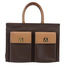 CELINE Macadam Canvas Tote Bag PVC Leather Brown Gold Auth ki6123-13