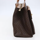 CELINE Macadam Canvas Tote Bag PVC Leather Brown Gold Auth ki6123-3