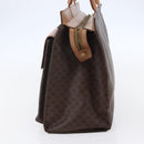 CELINE Macadam Canvas Tote Bag PVC Leather Brown Gold Auth ki6123-4