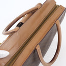 CELINE Macadam Canvas Tote Bag PVC Leather Brown Gold Auth ki6123-6