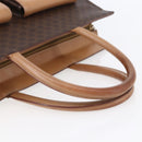 CELINE Macadam Canvas Tote Bag PVC Leather Brown Gold Auth ki6123-7