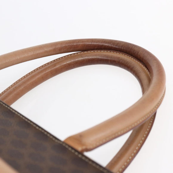 CELINE Macadam Canvas Tote Bag PVC Leather Brown Gold Auth ki6123