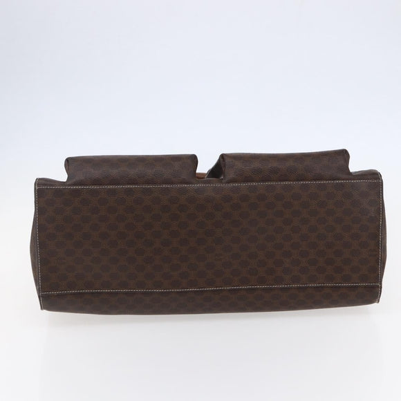 CELINE Macadam Canvas Tote Bag PVC Leather Brown Gold Auth ki6123