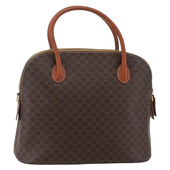 CELINE Macadam Canvas Hand Bag PVC Leather Brown Gold Auth ki6124