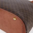 CELINE Macadam Canvas Hand Bag PVC Leather Brown Gold Auth ki6124-8