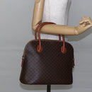 CELINE Macadam Canvas Hand Bag PVC Leather Brown Gold Auth ki6124-21