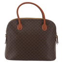 CELINE Macadam Canvas Hand Bag PVC Leather Brown Gold Auth ki6124-13