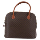 CELINE Macadam Canvas Hand Bag PVC Leather Brown Gold Auth ki6124-2