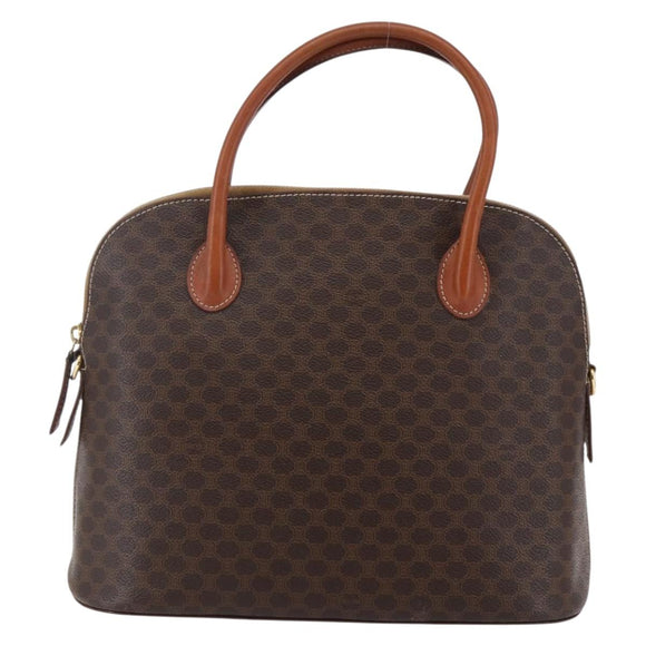 CELINE Macadam Canvas Hand Bag PVC Leather Brown Gold Auth ki6124