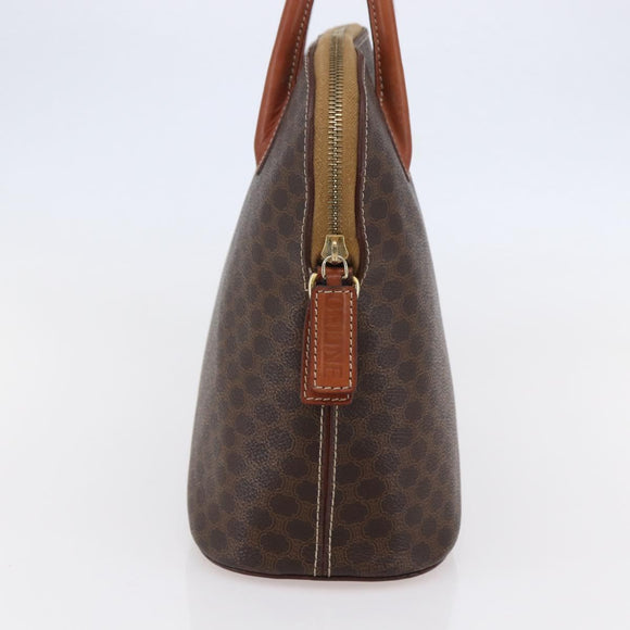 CELINE Macadam Canvas Hand Bag PVC Leather Brown Gold Auth ki6124