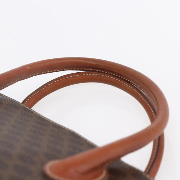 CELINE Macadam Canvas Hand Bag PVC Leather Brown Gold Auth ki6124