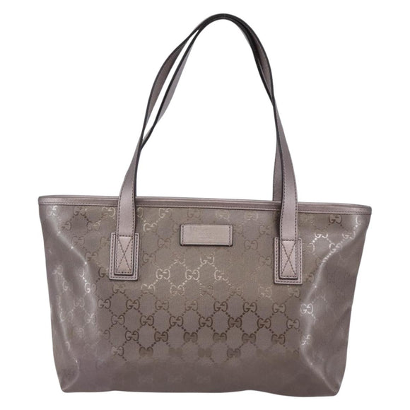 GUCCI GG Implementation Tote Bag PVC Silver Pink gray 211138 Auth ki6125