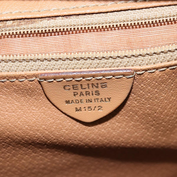 CELINE Macadam Canvas Tote Bag PVC Leather Brown Gold Auth ki6127