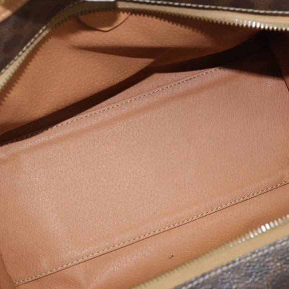 CELINE Macadam Canvas Tote Bag PVC Leather Brown Gold Auth ki6127