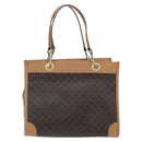 CELINE Macadam Canvas Tote Bag PVC Leather Brown Gold Auth ki6127-2