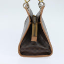CELINE Macadam Canvas Tote Bag PVC Leather Brown Gold Auth ki6127-3