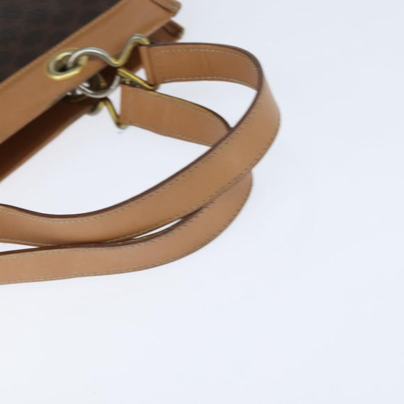 CELINE Macadam Canvas Tote Bag PVC Leather Brown Gold Auth ki6127