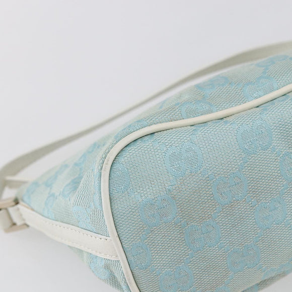 GUCCI GG Canvas Accessory Pouch Light Blue Silver 039 1103 Auth ki6130