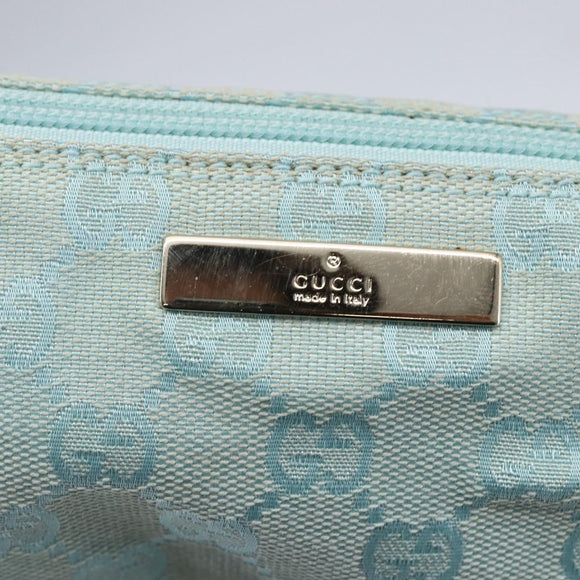 GUCCI GG Canvas Accessory Pouch Light Blue Silver 039 1103 Auth ki6130