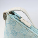 GUCCI GG Canvas Accessory Pouch Light Blue Silver 039 1103 Auth ki6130-10