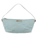 GUCCI GG Canvas Accessory Pouch Light Blue Silver 039 1103 Auth ki6130-13