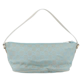 GUCCI GG Canvas Accessory Pouch Light Blue Silver 039 1103 Auth ki6130 - 0