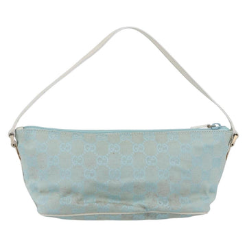 GUCCI GG Canvas Accessory Pouch Light Blue Silver 039 1103 Auth ki6130 - 0