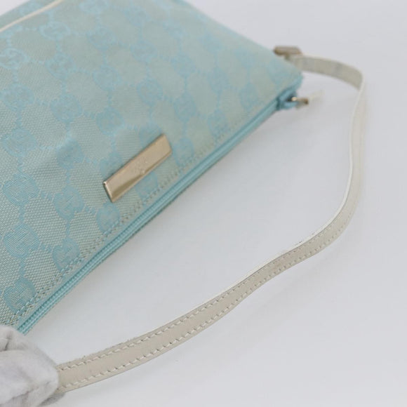 GUCCI GG Canvas Accessory Pouch Light Blue Silver 039 1103 Auth ki6130