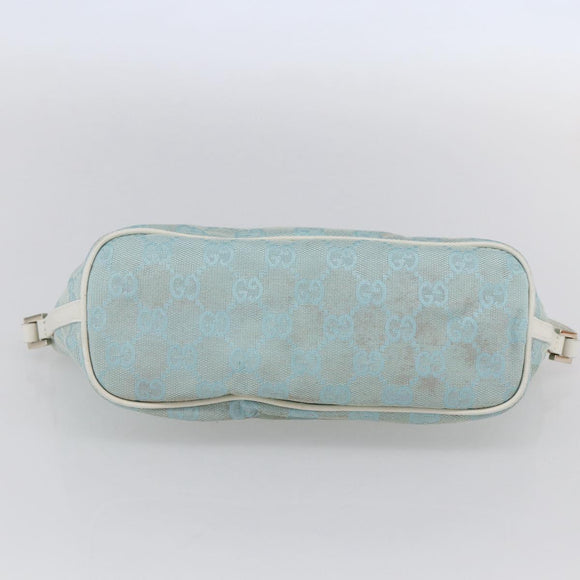 GUCCI GG Canvas Accessory Pouch Light Blue Silver 039 1103 Auth ki6130