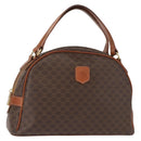 CELINE Macadam Canvas Hand Bag PVC Leather Brown Gold Auth ki6132-1