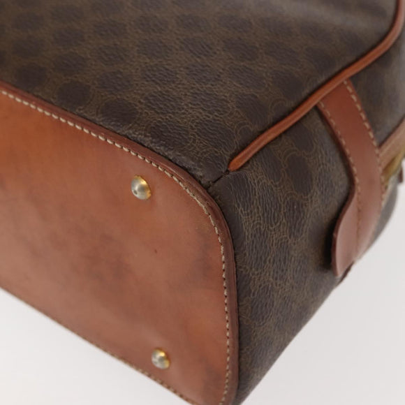 CELINE Macadam Canvas Hand Bag PVC Leather Brown Gold Auth ki6132