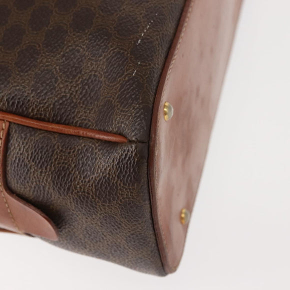 CELINE Macadam Canvas Hand Bag PVC Leather Brown Gold Auth ki6132