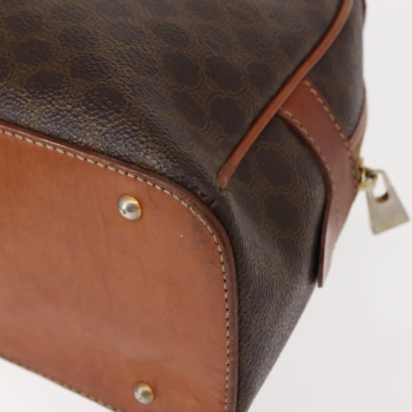 CELINE Macadam Canvas Hand Bag PVC Leather Brown Gold Auth ki6132