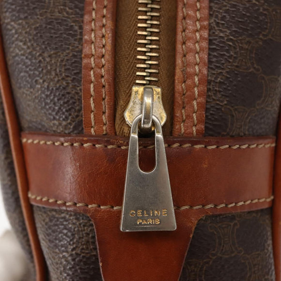 CELINE Macadam Canvas Hand Bag PVC Leather Brown Gold Auth ki6132