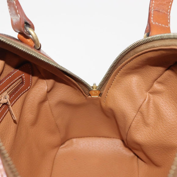 CELINE Macadam Canvas Hand Bag PVC Leather Brown Gold Auth ki6132