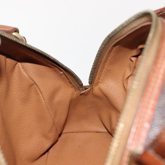 CELINE Macadam Canvas Hand Bag PVC Leather Brown Gold Auth ki6132