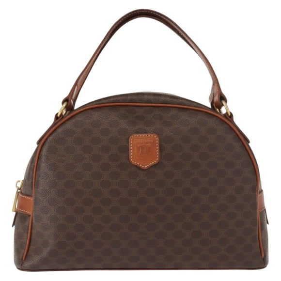 CELINE Macadam Canvas Hand Bag PVC Leather Brown Gold Auth ki6132