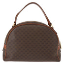 CELINE Macadam Canvas Hand Bag PVC Leather Brown Gold Auth ki6132-2