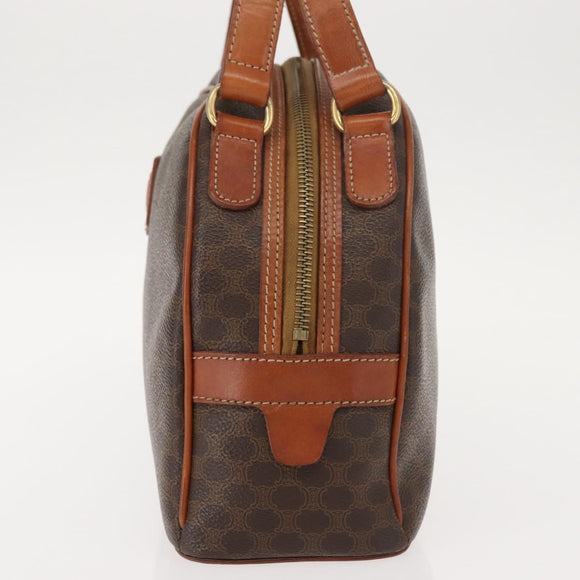 CELINE Macadam Canvas Hand Bag PVC Leather Brown Gold Auth ki6132