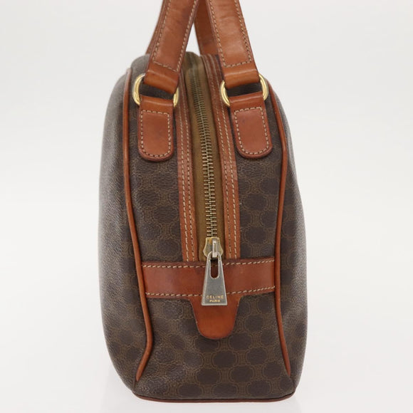CELINE Macadam Canvas Hand Bag PVC Leather Brown Gold Auth ki6132