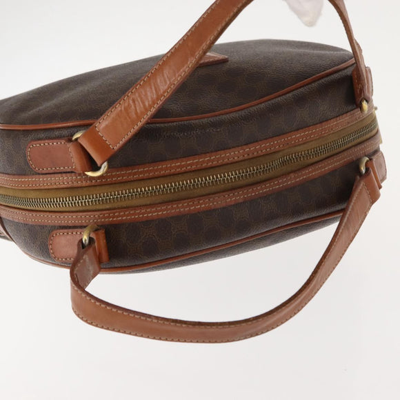 CELINE Macadam Canvas Hand Bag PVC Leather Brown Gold Auth ki6132