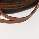 CELINE Macadam Canvas Hand Bag PVC Leather Brown Gold Auth ki6132-7