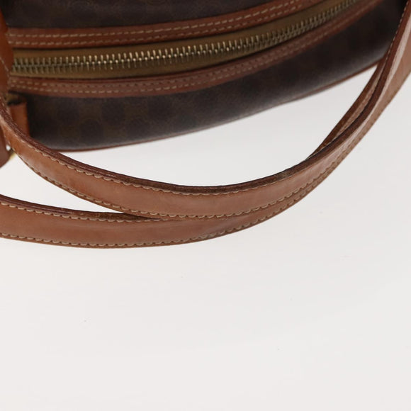 CELINE Macadam Canvas Hand Bag PVC Leather Brown Gold Auth ki6132
